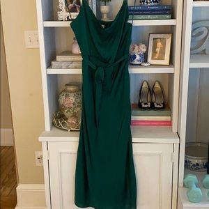 Satin cowl neck cocktail dress